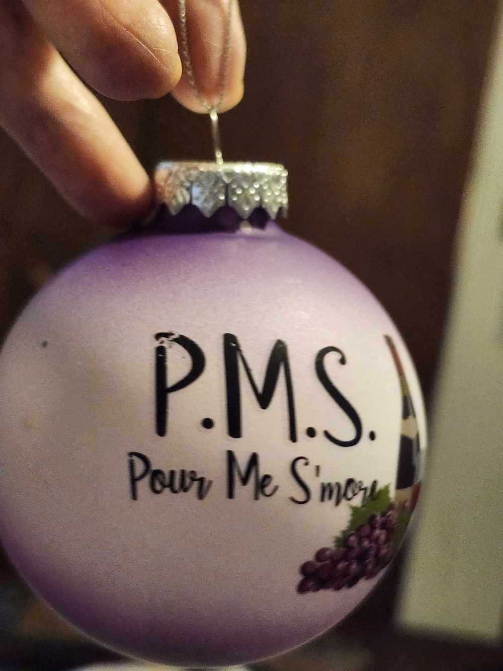 P.M.S. Pour Me S'more Purple Gradient Ornament